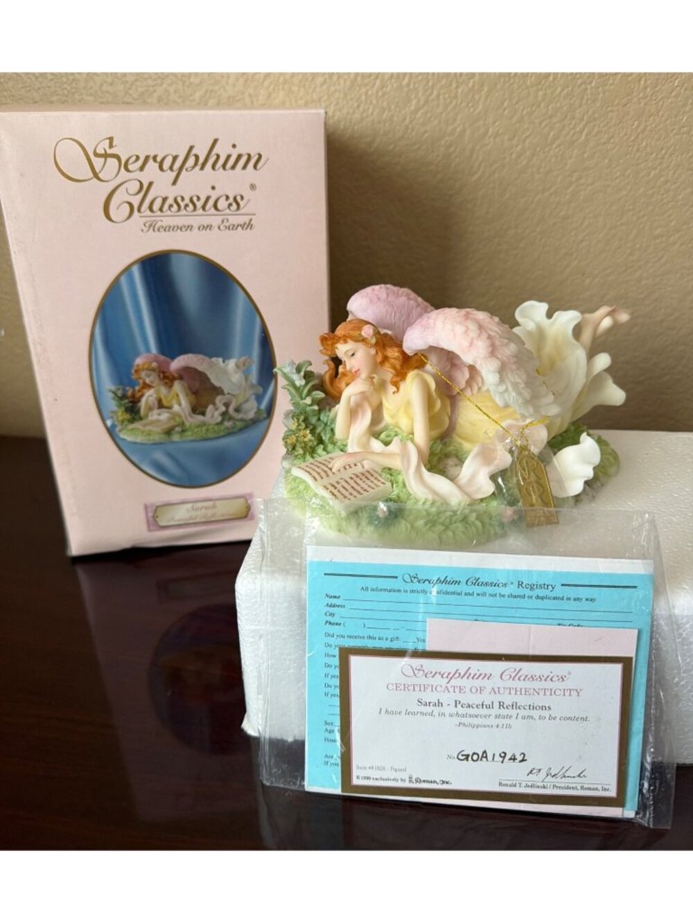 1999 Seraphim Classics Sarah Peaceful Reflections Angel Figurine NEW